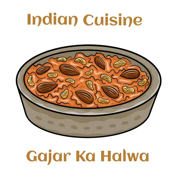 Carrot Halwa Gajar Halwa Indian Famous Sweet Made Carrots — Stock Vector