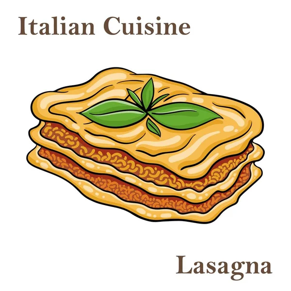 Traditionelle Italienische Lasagne Mit Rinderhackfleisch Bolognese Sauce — Stockvektor