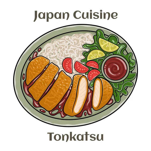 Тонкацу Жареная Свинина Традиционное Японское Блюдо — стоковый вектор