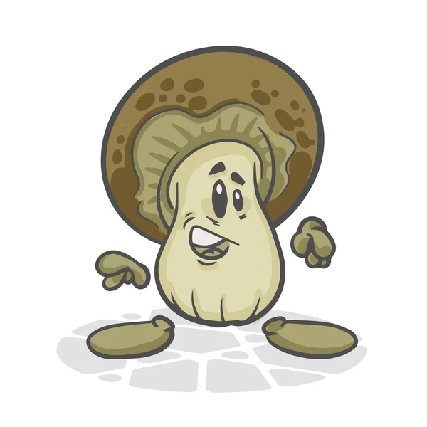 蘑菇Mushroom 有趣的蔬菜 可爱的卡通人物 在白色背景上孤立的向量图 — 图库矢量图片