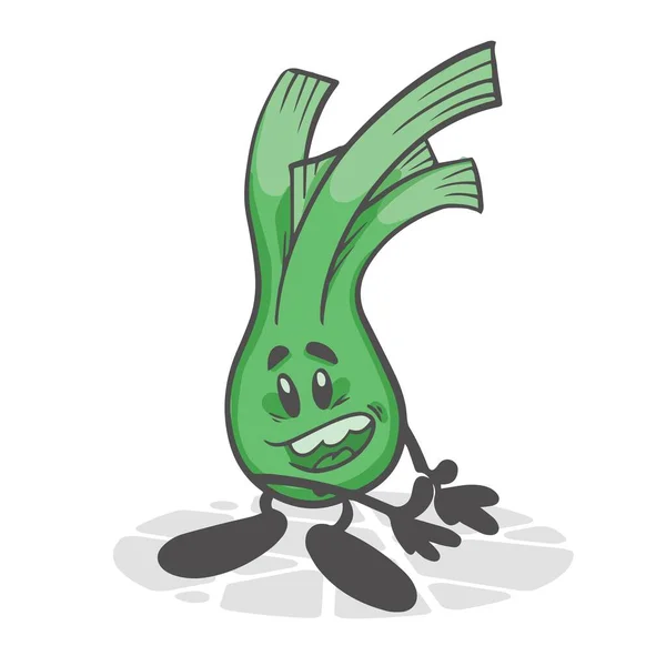 Pór Vtipná Zelenina Roztomilá Kreslená Postava Vektorové Ilustrace Izolované Bílém — Stockový vektor