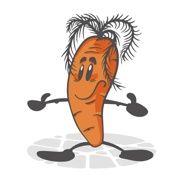 胡萝卜 有趣的蔬菜 可爱的卡通人物 在白色背景上孤立的向量图 — 图库矢量图片