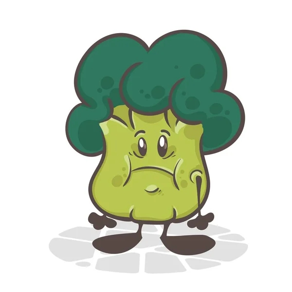 Broccoli Verdure Divertenti Carino Personaggio Dei Cartoni Animati Illustrazione Vettoriale — Vettoriale Stock