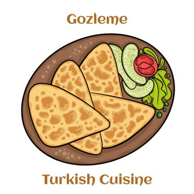 Gozme Türk çöreğidir. Feta peynirli taze pişmiş Türk tortillası Gözleme. Türk mutfağı.