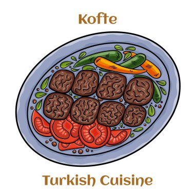 Nefis Türk Kofte 'si. Kıyma ya da kıyma ile yapılmış, soğan, bitki ve baharatla karıştırılmış. Türk geleneksel mutfağı.