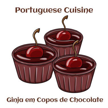 Ginja em Copos de Chocolate. Çikolata bardağında servis edilen geleneksel bir Portekiz likörü.