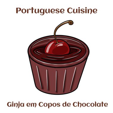 Ginja em Copos de Chocolate. Çikolata bardağında servis edilen geleneksel bir Portekiz likörü.