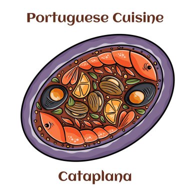 Cataplana Portekiz Deniz Ürünleri Tabağı. Istakoz, karides, midye ve daha fazlası ile.