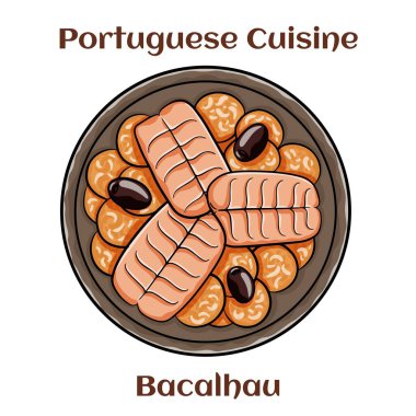 Morina balıklı tipik bir Portekiz yemeği. Adı Bacalhau do Porto. Pirinç, soğan, yumurta ve zeytinyağıyla.