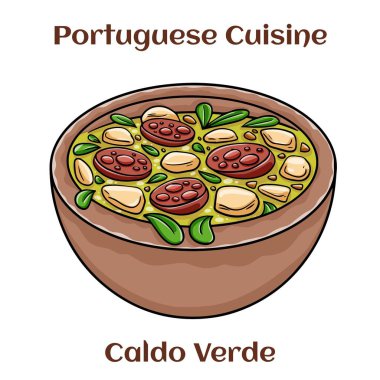 Portekiz usulü çorba Caldo Verde, ekmek, lahana, yağ, sarımsak ve sucuk