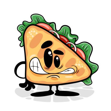 Sandviç. Komik çizgi film karakteri. Vektör izole edilmiş arkaplan 