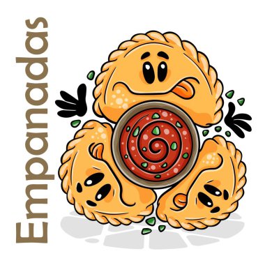 Empanada 'lar. Komik çizgi film karakteri. Vektör izole edilmiş arkaplan 
