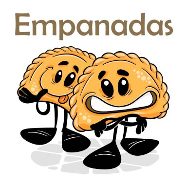 Empanada 'lar. Komik çizgi film karakteri. Vektör izole edilmiş arkaplan 