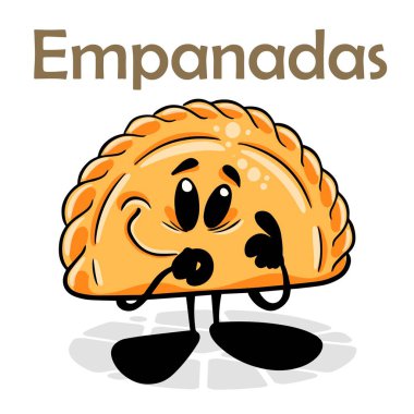 Empanada 'lar. Komik çizgi film karakteri. Vektör izole edilmiş arkaplan 