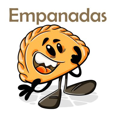 Empanada 'lar. Komik çizgi film karakteri. Vektör izole edilmiş arkaplan 