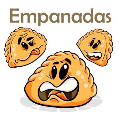 Empanada 'lar. Komik çizgi film karakteri. Vektör izole edilmiş arkaplan 