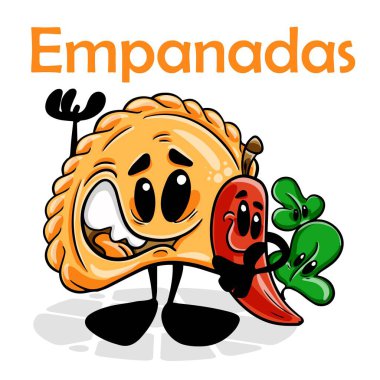 Empanada 'lar. Komik çizgi film karakteri. Vektör izole edilmiş arkaplan 