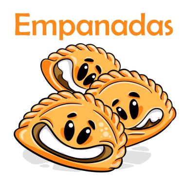 Empanada 'lar. Komik çizgi film karakteri. Vektör izole edilmiş arkaplan 