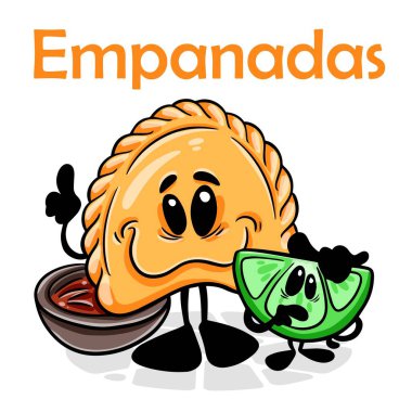 Empanada 'lar. Komik çizgi film karakteri. Vektör izole edilmiş arkaplan 