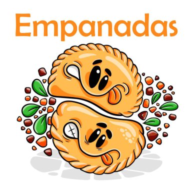 Empanada 'lar. Komik çizgi film karakteri. Vektör izole edilmiş arkaplan 