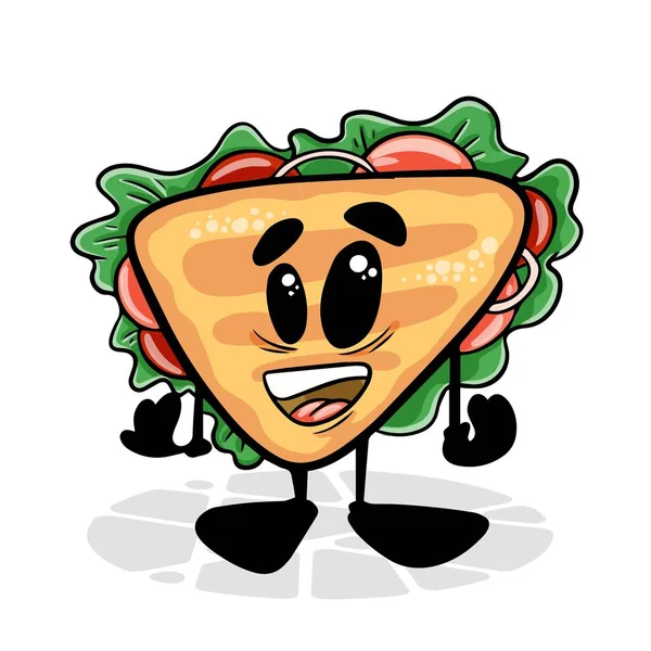 Sandviç. Komik çizgi film karakteri. Vektör izole edilmiş arkaplan 