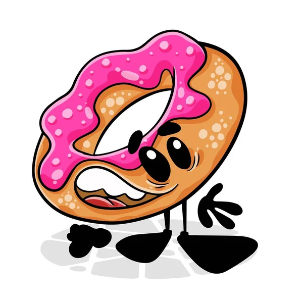 甜甜圈有趣的卡通人物 病媒隔离背景 — 图库矢量图片