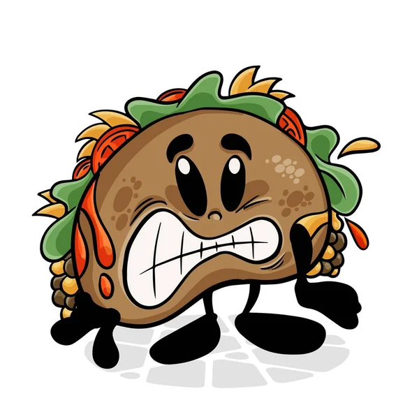 Tacos Rolig Tecknad Karaktär Vektor Isolerad Bakgrund — Stock vektor