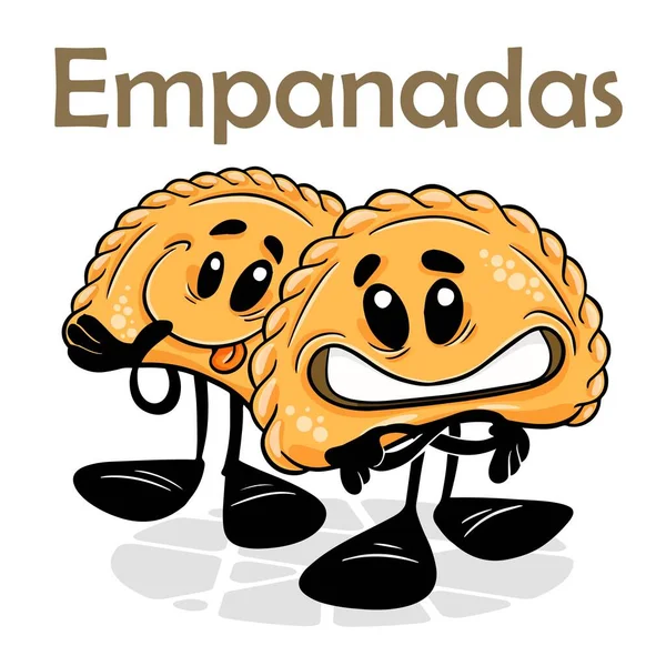 Empanadas Funnny Cartoon Character Vector Isolated Background — Stock Vector