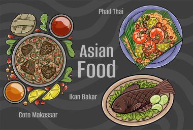 Asya Gıda Çizimleri: Elle çizilmiş & Vektör.