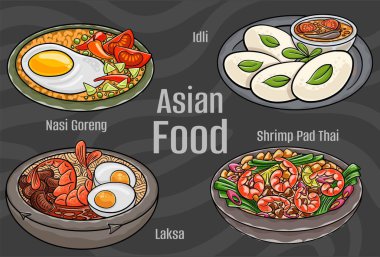 Asya Gıda Vektörleri: El yapımı & Vektör.