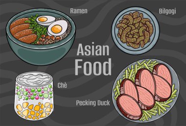 Asya Gıda Vektörü Sanatı: El yapımı.