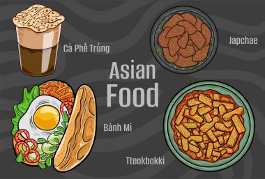Asya Gıda Vektörleri: El yapımı & Vektör.