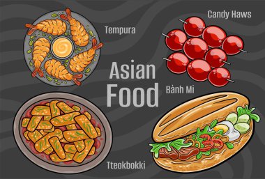 Asya Gıda Vektörleri: El yapımı & Vektör.