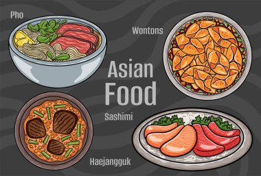 Asya Gıda Zirvesi: Elle çizilmiş Vektör.