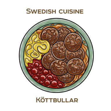 Kottbullar. Kıyma ve domuz eti karışımından yapılmış İsveç köfteleri, hindistan cevizi ve tüm baharatla tatlandırılmış ve sıklıkla kremalı sos, yaban mersini reçeli ve patates püresiyle servis ediliyor..
