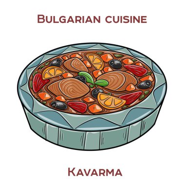 Kavarma is a traditional Bulgarian stew made with marinated meat, vegetables, and spices, slow-cooked to perfection. clipart