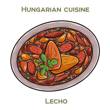 Lecho, genellikle yan veya ana yemek olarak sunulan canlı biber, domates ve soğan karışımından oluşan geleneksel bir Macar yemeğidir..