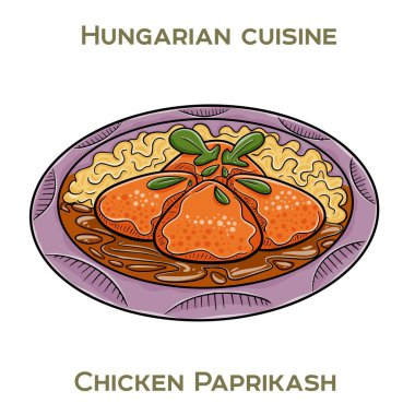 Tavuk paprikash, genellikle mantı veya makarna ile servis edilen zengin, kremalı kırmızı biberli sosta kaynatılmış yumuşak tavuğun yer aldığı geleneksel bir Macar yemeğidir..