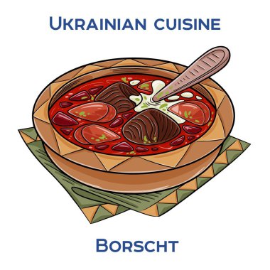 Borş genellikle ekşi krema ve sarımsaklı ekmekle servis edilen geleneksel bir Ukrayna pancar çorbası..