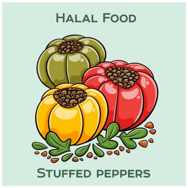 Doldurulmuş biber, dolmalık biberdir. Lezzetli bir karışım olan helal et, pirinç ve baharatlarla doludur..