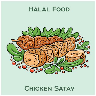Tavuk Satay helal baharatlarla marine edilmiş lezzetli bir ızgara tavuk tabağıdır. Fıstık sosuyla servis edilir ve İslami beslenme kurallarına göre hazırlanır..