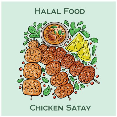 Tavuk Satay helal baharatlarla marine edilmiş lezzetli bir ızgara tavuk tabağıdır. Fıstık sosuyla servis edilir ve İslami beslenme kurallarına göre hazırlanır..