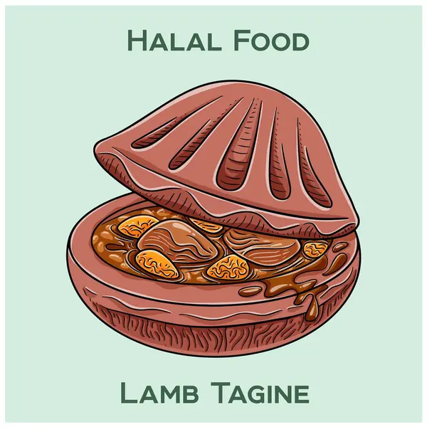 Lamb Tagine. Otantik Fas helal kuzu gübresi aromatik baharatlarla yavaş pişirilmiş taze et, kurutulmuş meyve ve sebzeler geleneksel kilden bir çömlekte..