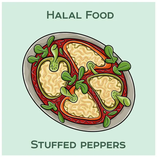 Doldurulmuş biber, dolmalık biberdir. Lezzetli bir karışım olan helal et, pirinç ve baharatlarla doludur..
