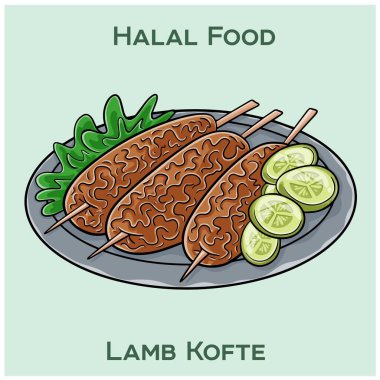 Lamb Kofte, nefis bir helal yemek çeşnili ve lezzetli bir deneyim sunan mükemmel ızgara kuzu eti.