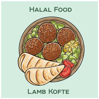 Lamb Kofte, nefis bir helal yemek çeşnili ve lezzetli bir deneyim sunan mükemmel ızgara kuzu eti.
