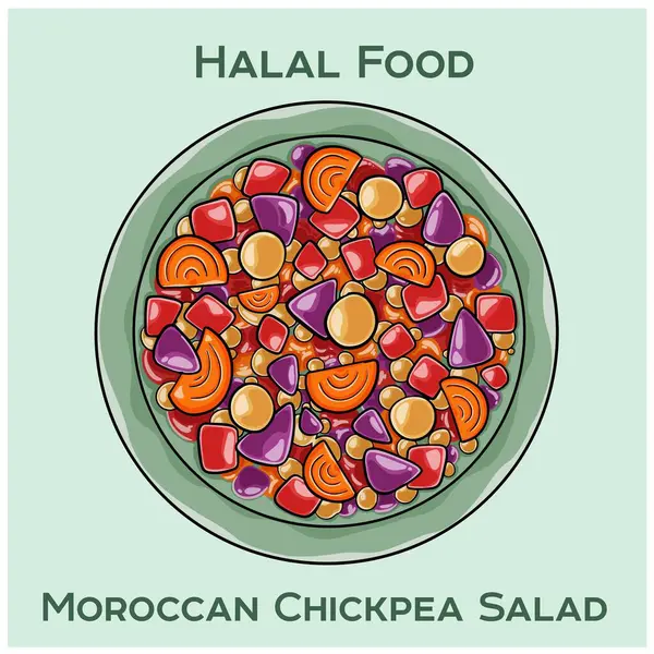 Fas nohut salatası, nohut, salatalık, domates ve otların karışımı, limon ve zeytinyağı ile kaplanmış.