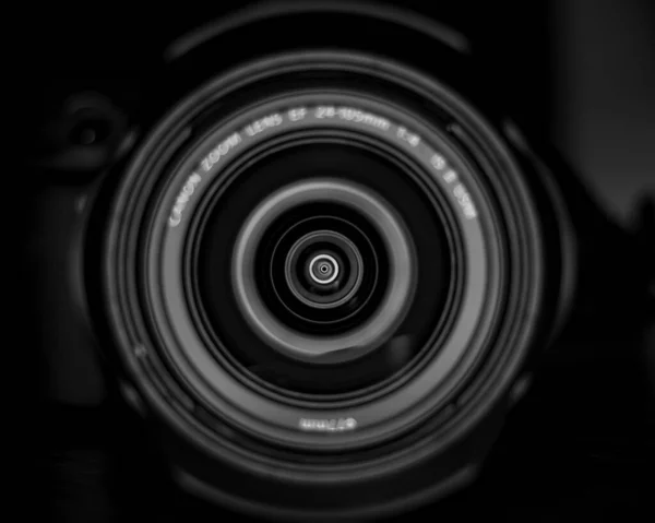 Close Uma Lente Câmera — Fotografia de Stock