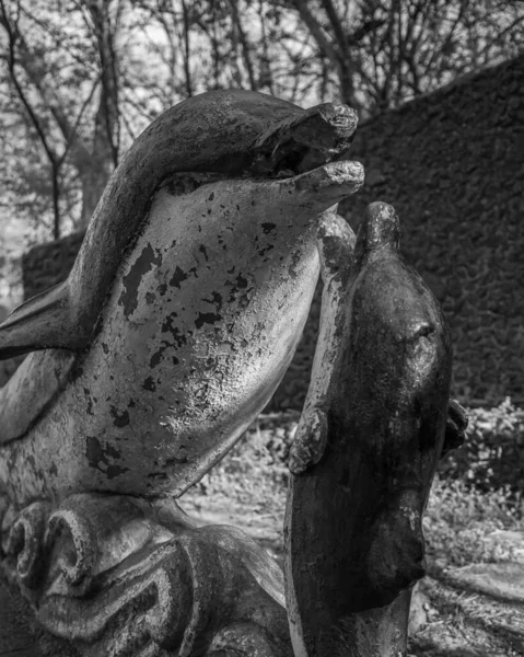Antigua Estatua Piedra Cementerio Parque — Foto de Stock