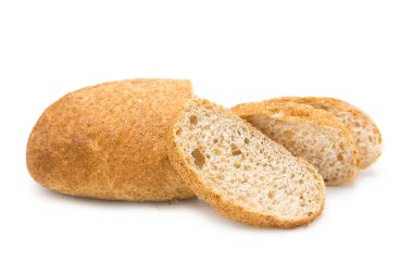 Ciabatta (İtalyan ekmeği) beyaz arka planda izole edilmiştir. Boşluğu kopyala.